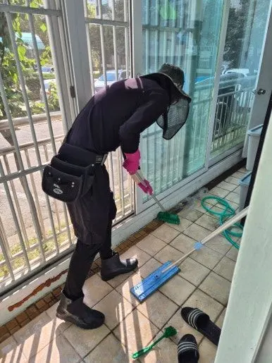 역류 오수 베란다 청소 전