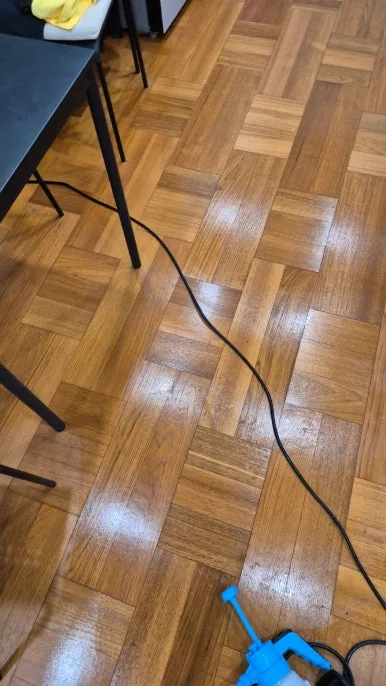 혈흔 제거 후 깨끗한 거실 마루 바닥