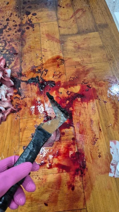 혈흔 제거 스크레이퍼 작업 마루 바닥 응고 혈액 분해