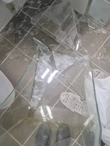 안양 어항 유리 파편 클로즈업