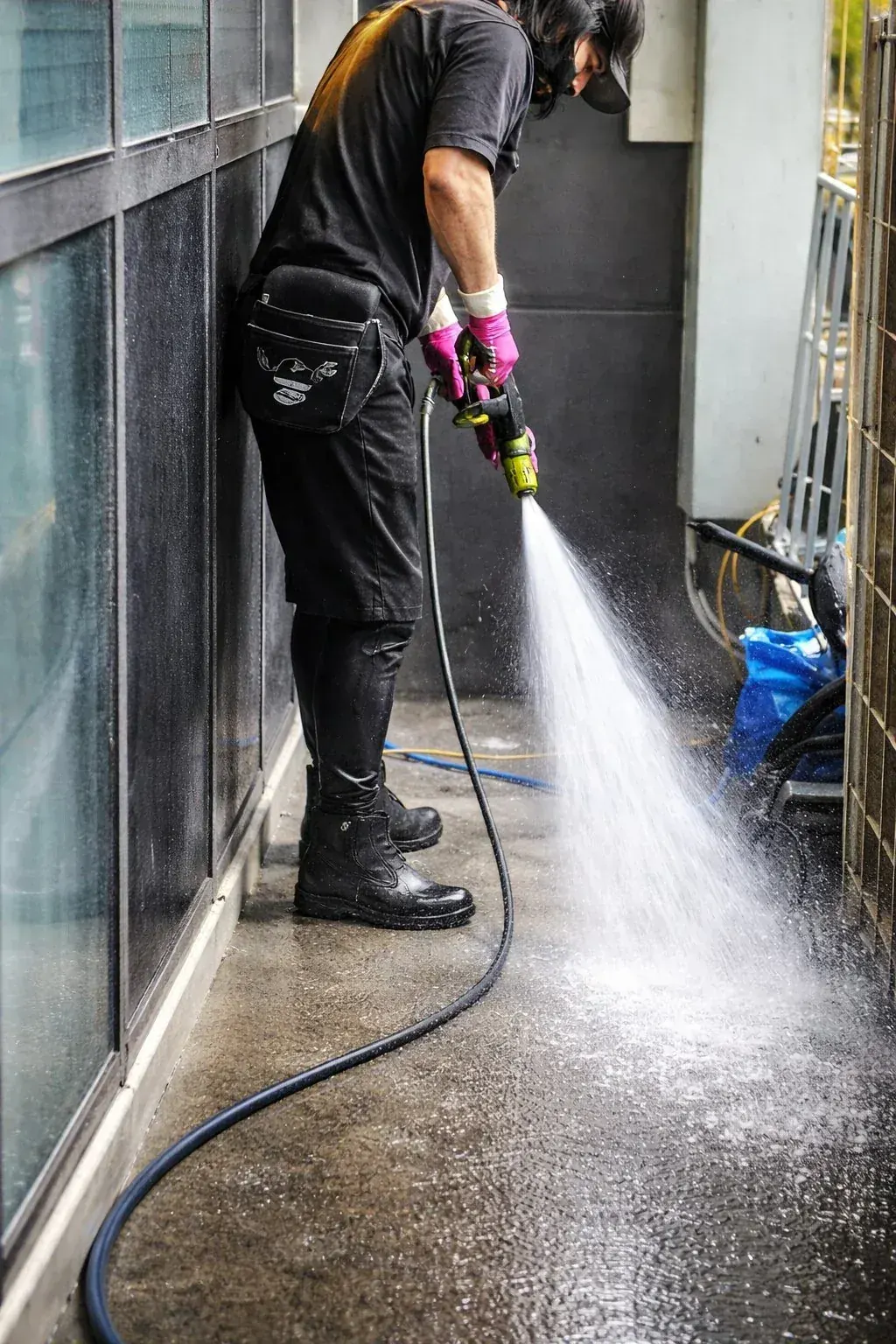 고압세척 외벽청소 작업 현장