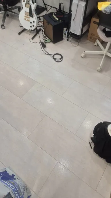 반려동물 배설물 청소 후 — 바닥 자국 없이 살균세정·탈취 마친 상태