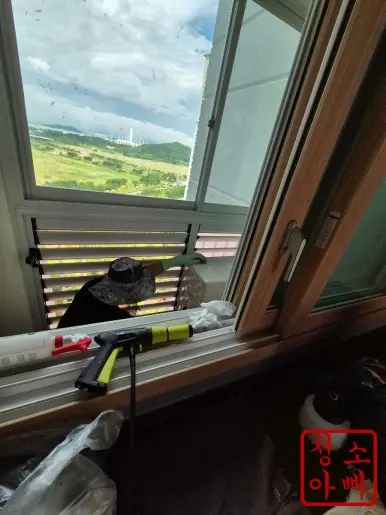 비둘기 배설물  작업 중