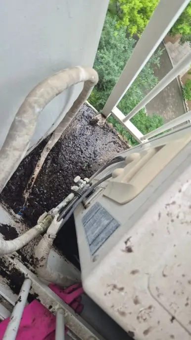 수원 실외기 하부 비둘기똥 습식 세정