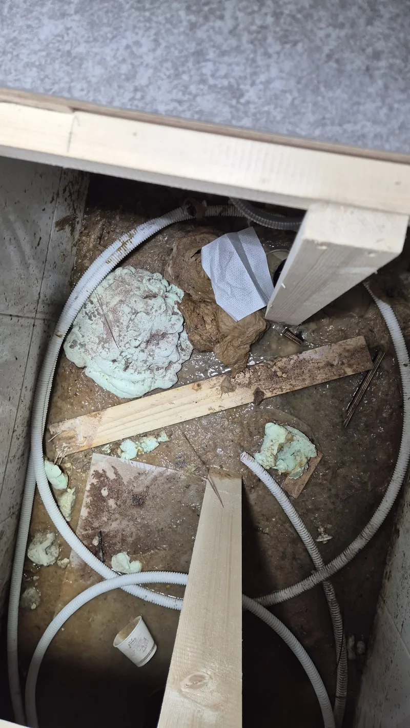 정화조역류 오수 배관 오염 바닥 범람 작업전